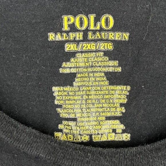 Polo Ralph Lauren Shirt Mens 2XL Black Tee Classic Fit Cotton Pony Embroidered